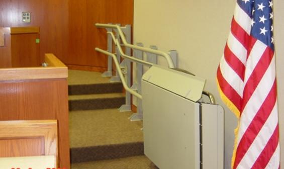 Garaventa Inclined wheelchair lift inside courthouse